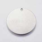 Tarnish Resistant 304 Stainless Steel Stamping Blank Tag Pendants, Flat Round, Stainless Steel Color, 30x1mm, Hole: 1.8mm(STAS-F139-032P)