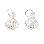 925 Sterling Silver Shell Charms with Jump Rings, Silver, 6x5x1.5mm, Hole: 1.3mm(STER-K181-07S)