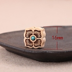 Poplar Wood Beads, with Synthetic Turquoise, Square, 16x16x9.5mm(PW-WGD2998-01)