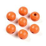 Painted Natural Wood Beads, Round, Dark Orange, 16mm, Hole: 4mm(WOOD-A018-16mm-16)