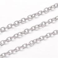 304 Stainless Steel Cable Chains, Textured, Soldered, Oval, for Jewelry Making, Stainless Steel Color, 3x2.5x0.6mm(CHS-K004-06P-0.6mm)