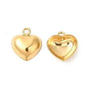 Ion Plating(IP) 304 Stainless Steel Pendants, Heart Charms, Real 18K Gold Plated, 15.5x14x4.5mm, Hole: 1.7mm(STAS-L268-043G)