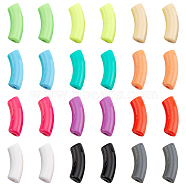 Nbeads 72Pcs 12 Colors Opaque Acrylic Beads, Curved Tube, Mixed Color, 36x13.5x11.5mm, Hole: 4mm(MACR-NB0001-16)