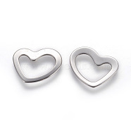 Tarnish Resistant 201 Stainless Steel Linking Rings, Heart, Stainless Steel Color, 16x18x1mm(STAS-L217-07P)