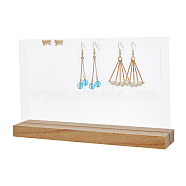 1 Set 10-Hole Vertical Transparent Acrylic Earring Display Stands, with Wooden Base, Earring Organizer Holder for Earrings Storage, Rectangle, Clear, Finished Product: 5x20x12.8cm(ODIS-FH0001-16)
