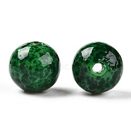 Handmade Normal Lampwork Beads, Round with Fleck, Green, 14mm, Hole: 1.6~2mm(LAMP-N024-08C)