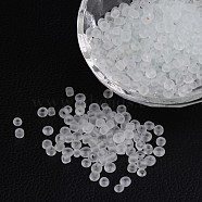 6/0 Frosted Round Glass Seed Beads, White, Size: about 4mm in diameter, hole:1.5mm, about 495pcs/50g(X-SEED-A008-4mm-M1)
