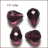 Imitation Austrian Crystal Beads, Grade AAA, Faceted, Drop, Purple, 10x12mm, Hole: 0.9~1.5mm(SWAR-F062-12x10mm-11)
