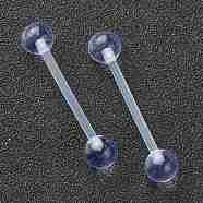 Acrylic Tongue Rings, Straight Barbell, Tongue Piercing Jewelry, Clear, 30x6mm, Bar Length: 3/4"(18.5mm), Pin: 15 Gauge(1.5mm)(X1-AJEW-P084-07B)