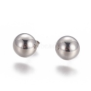 304 Stainless Steel Stud Earrings, Hypoallergenic Earrings, with Ear Nuts/Earring Back, Half Round/Dome, Stainless Steel Color, 10x5.5mm, Pin: 0.6mm, 12pairs/card(EJEW-F234-48P)