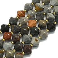 Natural Ocean Jasper Beads Strands, Faceted, Bicone, 10~10.5x10~10.5mm, Hole: 1mm, about 30~32pcs/strand, 15.16~15.35''(38.5~39cm)(G-I376-C19-01)