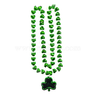 Plastic Clover Pendant Necklace with Ball Chains for Saint Patrick's Day, Green, 33.07 inch(84cm)(FEPA-PW0001-175E)