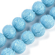 Synthetic Coral Dyed Carved Beads Strands, Flower, Light Sky Blue, 12x11mm, Hole: 1mm, about 32pcs/strand, 13.58''(34.5cm)(CORA-K009-01)