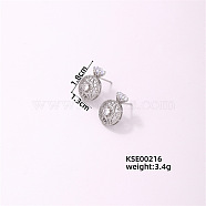 Elegant Round Earrings with Shiny Diamonds for Fashionable and Delicate Look, Platinum, 18x13mm(CV1535)