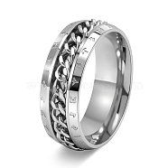 Rotatable Titanium Steel Finger Ring, Viking Runes for Men's, Stainless Steel Color, US Size 6(16.5mm)(PW-WG0C89D-01)