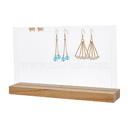 SUPERFINDINGS 1 Set 10-Hole Vertical Transparent Acrylic Earring Display Stands, with Wooden Base, Earring Organizer Holder for Earrings Storage, Rectangle, Clear, Finished Product: 5x20x12.8cm(ODIS-FH0001-16)