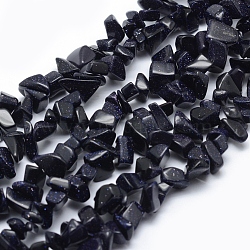 Synthetic Blue Goldstone Beads Strands, Chip, 5~8mm, Hole: 1mm, about 33 inch(84cm)(G-P332-10)