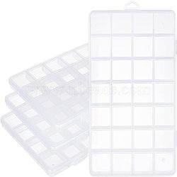 SUPERFINDINGS Polypropylene(PP) Bead Storage Containers, 28 Compartments Organizer Boxes, with Hinged Lid, Rectangle, Clear, 22.5x13.3x1.4cm, Hole: 16.5x6.5mm, Compartment: 3x3cm(CON-FH0001-47)