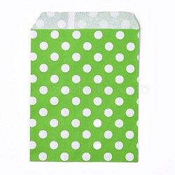 Kraft Paper Bags, No Handles, Food Storage Bags, Polka Dot Pattern, Green, 18x13cm(CARB-P001-A01-05)