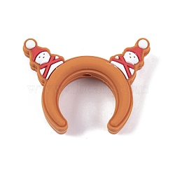 Silicone Focal Beads, Christmas Hair Bands, Camel, 24.5x33.5x9mm, Hole: 2mm(SIL-M005-03B)