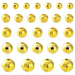 150Pcs 5 Style Brass Round Beads, Faceted, Real 18K Gold Plated, 3~8x3~7.5mm, Hole: 1~1.8mm(KK-CJ0002-10)