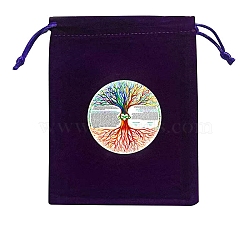 Velvet Jewelry Storage Drawstring Pouches, Rectangle Jewelry Bags, for Witchcraft Articles Storage, Tree of Life, 15x12cm(WICR-PW0007-05E)