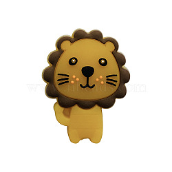 Lion Silicone Beads, DIY Nursing Necklaces and Bracelets Making, Chewing Pendants For Teethers, Dark Goldenrod, 24x31x7.5mm, Hole: 2mm(FIND-SZC0013-453)