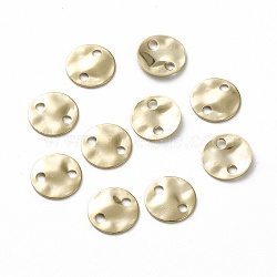 Brass Connector Charms, Textured Disc Links, Long-Lasting Plated, Real 24K Gold Plated, 12x1mm, Hole: 1.4mm(KK-WH0063-06G)