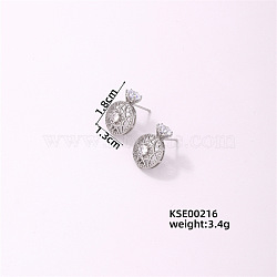 Elegant Round Earrings with Shiny Diamonds for Fashionable and Delicate Look, Platinum, 18x13mm(CV1535)