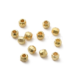Brass Spacer Beads, Faceted, Barrel, Real 18K Gold Plated, 2x1.7mm, Hole: 0.8mm(KK-P249-02A-G)