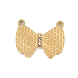 Ion Plating(IP) 304 Stainless Steel Pendants, with Rhinestone, Butterfly, Golden, 12x15x2mm, Hole: 1.2mm(STAS-C108-11G)