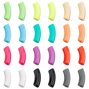 Nbeads 72Pcs 12 Colors Opaque Acrylic Beads, Curved Tube, Mixed Color, 36x13.5x11.5mm, Hole: 4mm