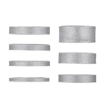 Glitter Metallic Ribbon, Sparkle Ribbon, DIY Material for Organza Bow, Double Sided, Silver, 7rolls/set