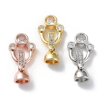 Rack Plating Brass Pave Clear Cubic Zirconia Fold Over Clasps, Cadmium Free & Lead Free, Long-Lasting Plated, Paw Print, Mixed Color, Ring: 13x10x3mm, Clasp: 12x6mm, Inner Diameter: 4.5mm