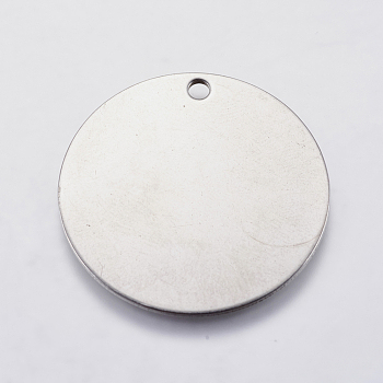 304 Stainless Steel Stamping Blank Tag Pendants, Flat Round, Stainless Steel Color, 30x1mm, Hole: 2mm