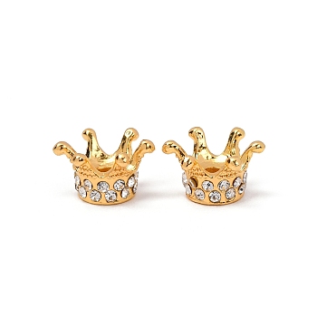 Alloy & Crystal Rhinestone Beads, Crown, Golden, 18x16x11mm, Hole: 3mm