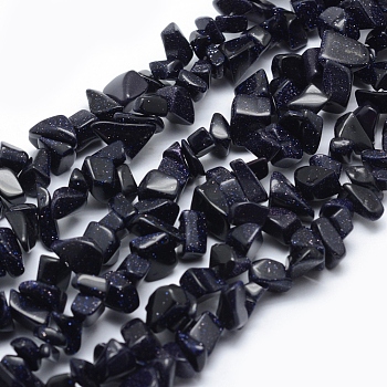 Synthetic Blue Goldstone Beads Strands, Chip, 5~8mm, Hole: 1mm, about 33 inch(84cm)