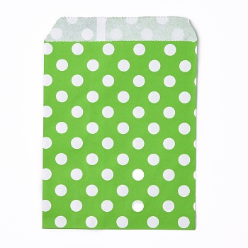 Kraft Paper Bags, No Handles, Food Storage Bags, Polka Dot Pattern, Green, 18x13cm