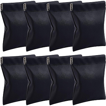 PU Leather Earphone Pouch, Headphone Storage Bag, with Snap Spring Closure, Black, 11x9cm, 8pcs/bag