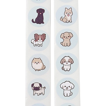 Self-Adhesive Stickers, Round with Animal, for Presents Decoration, Dog, 25mm 500pcs/roll
