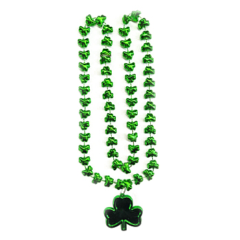 Plastic Clover Pendant Necklace with Ball Chains for Saint Patrick's Day, Green, 33.07 inch(84cm)