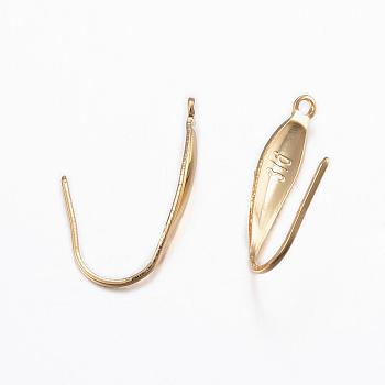 316 Surgical Stainless Steel Earring Hooks, with Vertical Loop, Real 18K Gold Plated, 20x4.5x1mm, Hole: 1.2mm, Pin: 0.8mm