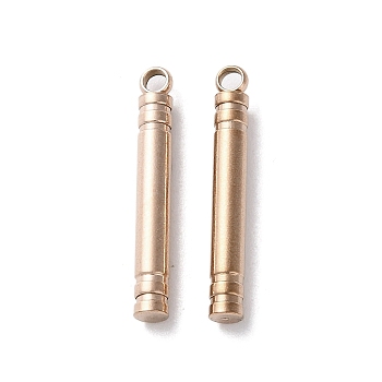 304 Stainless Steel Pendants, Column Bar Charms, Rose Gold, 23x3mm, Hole: 1.8mm