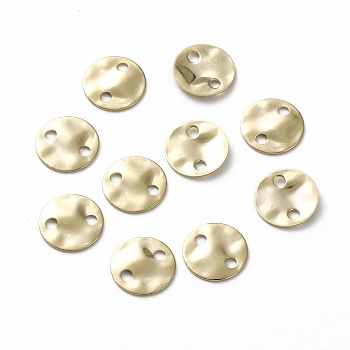 Brass Connector Charms, Textured Disc Links, Long-Lasting Plated, Real 24K Gold Plated, 12x1mm, Hole: 1.4mm