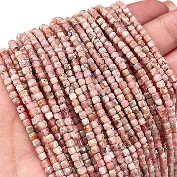 Natural Argentina Rhodonite Beads Strands, Faceted, Cube, 2.5x2.5x2.5mm, Hole: 0.6mm, about 156pcs/strand, 15.47''(39.3cm)