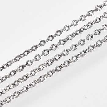 Brass Cable Chains, Textured, Unwelded, with Spool, Oval, Gunmetal, 2x1.5x0.5mm, about 328.08 Feet(100m)/roll