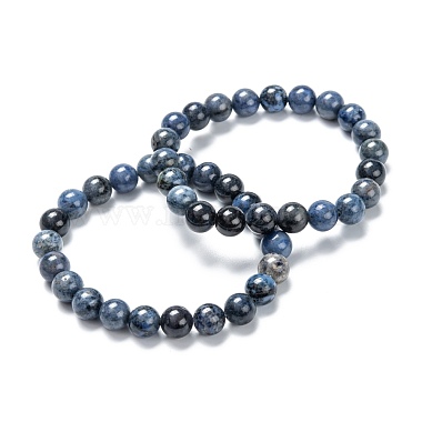 Bracelets de perles extensibles en dumortiérite naturelle(G-A185-01G)-2