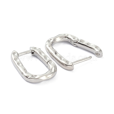 Textured Rectangle Brass Hoop Earrings(EJEW-B007-02P)-2