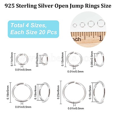 80Pcs 4 Size 925 Sterling Silver Open Jump Rings(STER-CN0001-16)-2