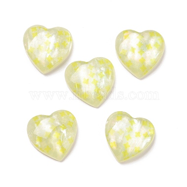 Yellow Heart Resin Cabochons